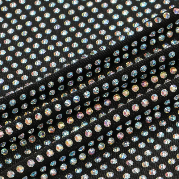 Iridescent Rhinestone Mini Crop Top Skirt Dress - Picture 7 of 8